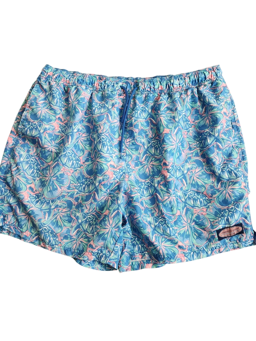 Vineyard Vines Hawaiian Turtle Board Shorts Men's 3XB Blue Pockets Beach Resort